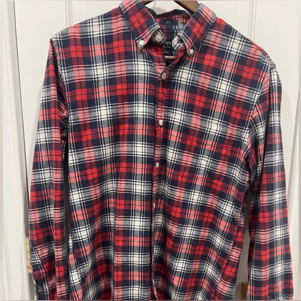 J. Crew Men's Plaid Button Up Shirt 100% Cotton Slim Fit Size M